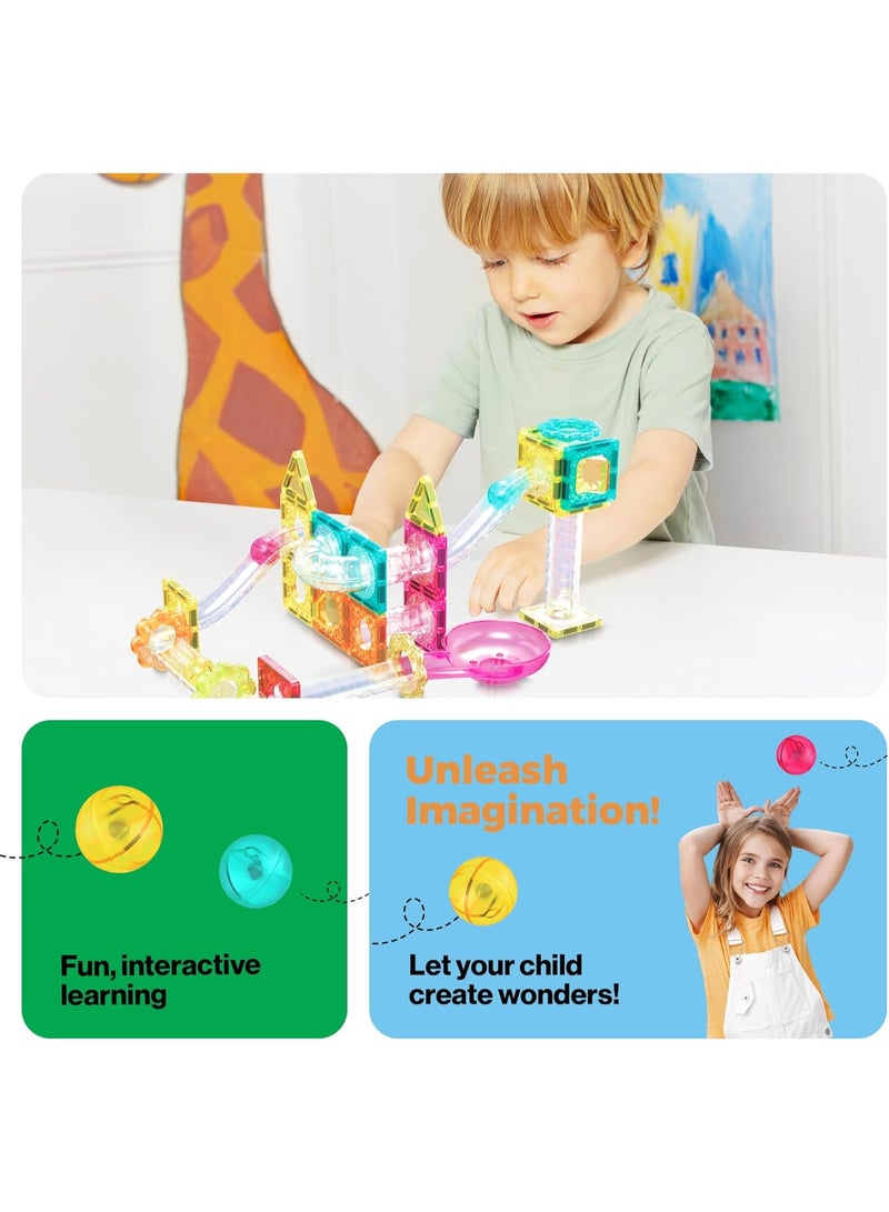 بيكاسو تيلز مجموعة ألعاب بناء بيكاسو تايلز المغناطيسية، بحجم مناسب للسفر، تتضمن مسارًا صغيرًا من الكرات الرخامية المغناطيسية، ومسارًا صغيرًا من الكرات الرخامية الماسية، و45 قطعة، ومجموعة تعليمية STEM، مناسبة للأولاد والبنات من عمر 3 سنوات فما فوق. PTMG45 - Image 5