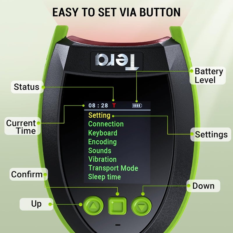 Tera Barcode Scanner Wireless 2D QR with Stand: Digital Setting Screen Keypad Pro Version Extra Fast Scanning Speed Works with Bluetooth 2.4G Wireless USB Wired Bar Code Reader HW0009-Z Green - Image 2