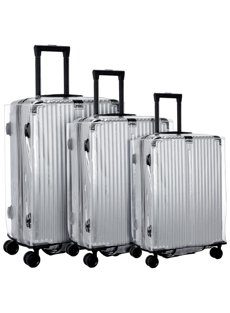 URbazaar ZERIFAM Luggage Cover Protector Bag, 3 Pieces Clear PVC Waterproof Suitcase Cover Protectors for Wheeled Suitcase Fits 20/24/28 Inch - Image 1