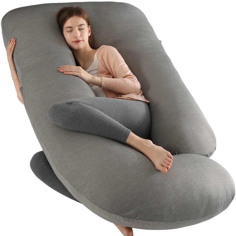 Elover Pregnancy Pillows UShape Full Body Pillow Cooling Cover for Sleeping Maternity Pillow Cooling MaterialDark Gray