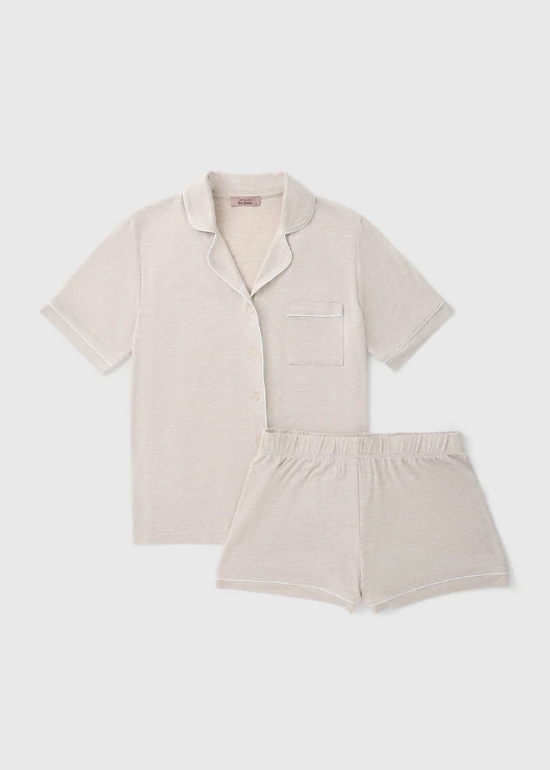 Matalan Oatmeal Traditional Pyjama Set