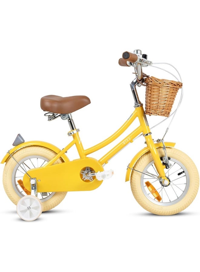 RIZZ Platinum Junior 14-Inch Kids Bike | 14-Inch Wheel Size | Adjustabe Seat | Training Wheels | Yellow Gloss - Image 1