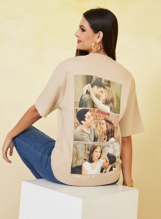 Styli Oversized Friends Graphic Longline T-Shirt