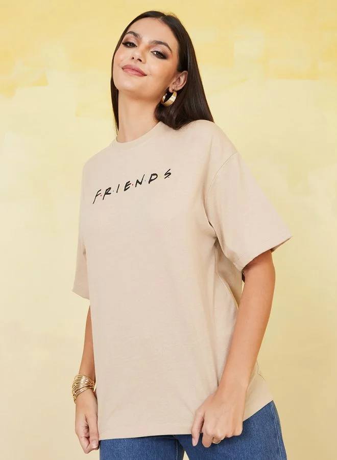 Styli Oversized Friends Graphic Longline T-Shirt
