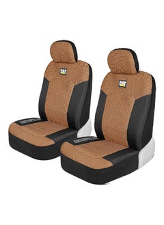 CAT 2-Piece Universal Fit Hexagon Design Mesh Flex Car Front Seat Cover Beige and Black 26.65 x 15.24 x 29.85 cm CASC-2284-BG  - Image 1