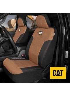 CAT 2-Piece Universal Fit Hexagon Design Mesh Flex Car Front Seat Cover Beige and Black 26.65 x 15.24 x 29.85 cm CASC-2284-BG  - Image 4