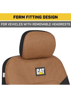 CAT 2-Piece Universal Fit Hexagon Design Mesh Flex Car Front Seat Cover Beige and Black 26.65 x 15.24 x 29.85 cm CASC-2284-BG  - Image 2