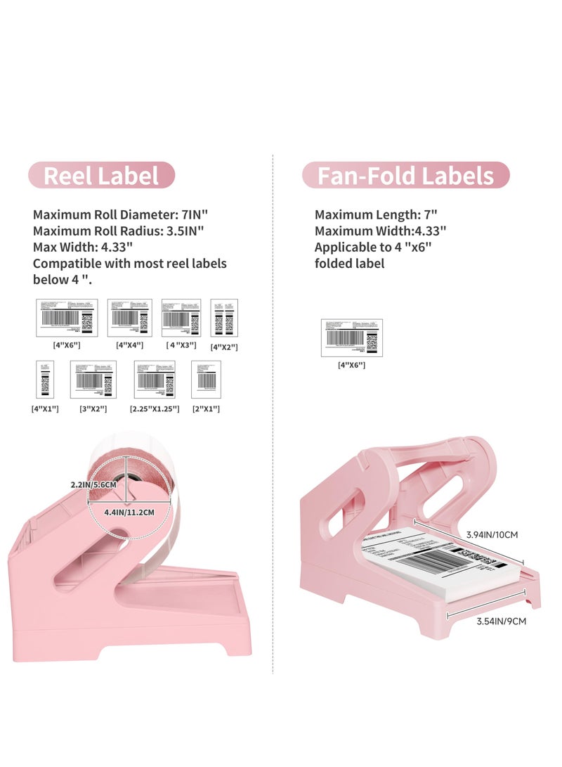 phomemo Label Holder, For Rolls and Fanfold Shipping Package Labels, Work with Desktop Label Printers, Compatible with Barcode Express Label Printing Postage Mailing Labeling (Pink)  - Image 3