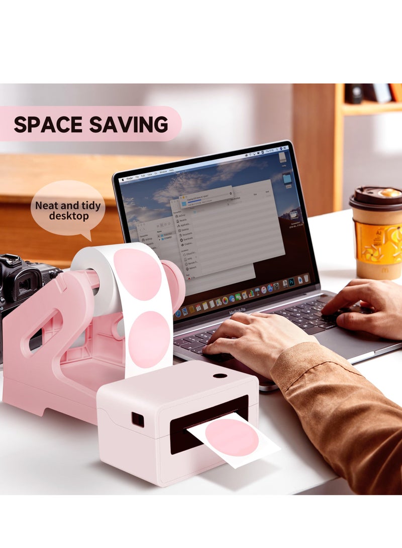 phomemo Label Holder, For Rolls and Fanfold Shipping Package Labels, Work with Desktop Label Printers, Compatible with Barcode Express Label Printing Postage Mailing Labeling (Pink)  - Image 4