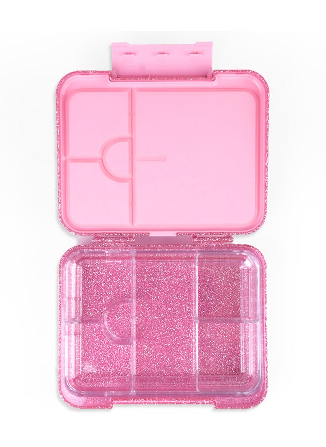 Eazy Kids Eazy Kids 6 & 4 Convertible Bento Lunch Box with Lunch Bag and Spoon Fork Set - Glitter Pink  - Image 3