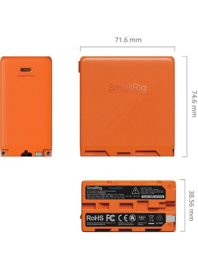 SMALLRIG L-Series/NP-F970 USB-C Rechargeable Camera Battery (Orange) - Image 3