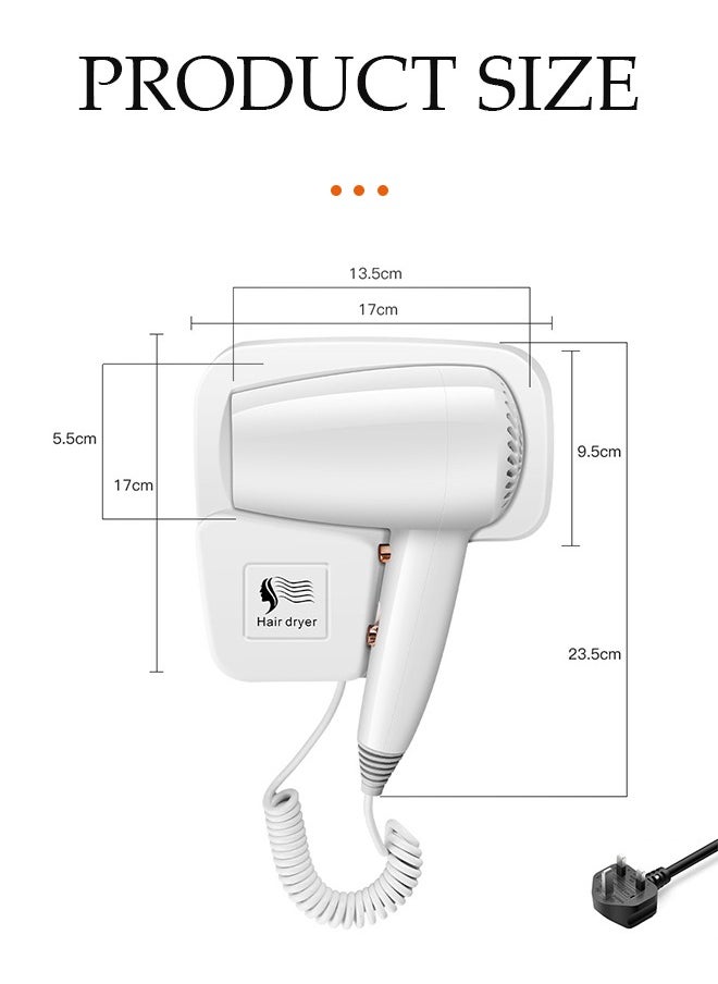 DUNISO Specialized hotel hair dryer, wall mounted high-power hair dryer, homestay hair dryer cylinder without punching holes,Wall Mounted Hair Dryer, Commercial Wall Mounted Hair Dryers Hair Dryer Wall Hung Hair Dryer for Hotel Bathroom Home and Travel  - Image 2