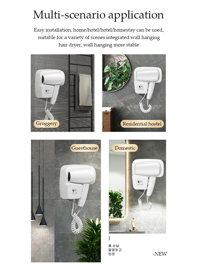 DUNISO Specialized hotel hair dryer, wall mounted high-power hair dryer, homestay hair dryer cylinder without punching holes,Wall Mounted Hair Dryer, Commercial Wall Mounted Hair Dryers Hair Dryer Wall Hung Hair Dryer for Hotel Bathroom Home and Travel  - Image 4