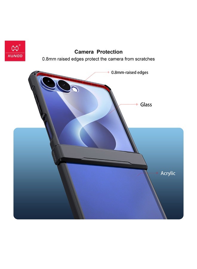 XUNDD for Samsung Galaxy Z Flip 8 Case, Built-in Tempered Glass Screen Protector, Camera Protection, Soft TPU Cover - Image 3