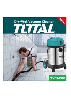 TOTAL Total Wet & Dry Vacuum Cleaner 1400W, 30L Capacity with HEPA Filter, Flexible Hose, Floor Brush & Power Tool Socket – TVC14301 for Home, Garage & Workshop Cleaning  - Image 2