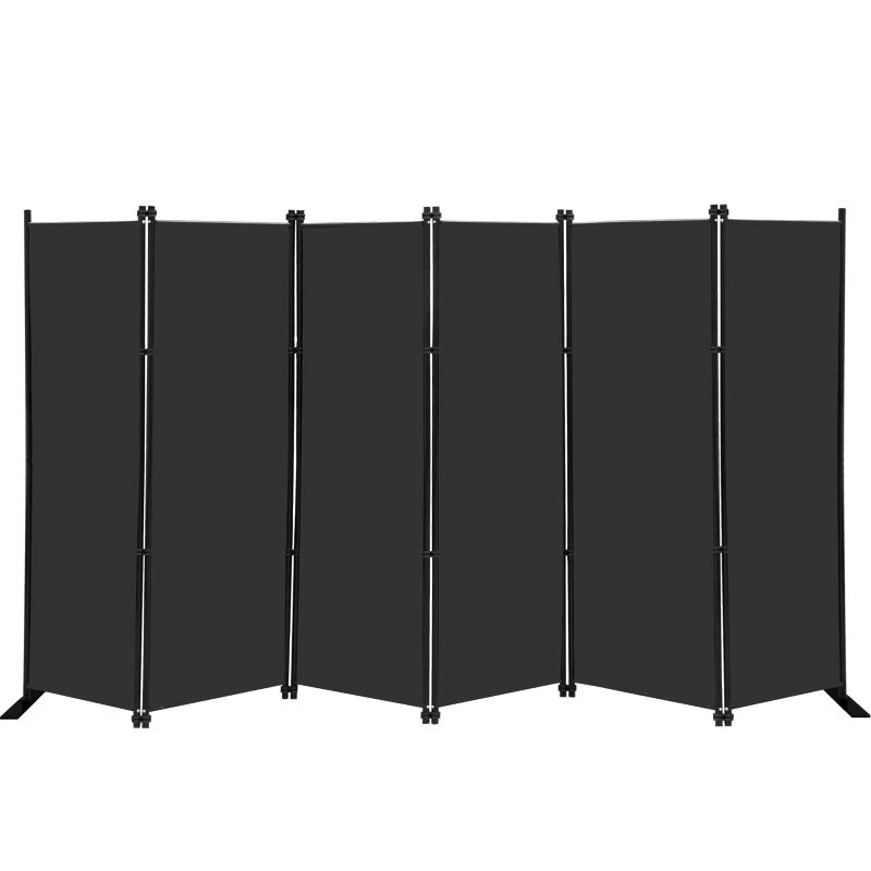MAYOLIAH MAYOLIAH 6 Panel Folding Privacy Screen 9ft Wide 6ft Tall Partition Room Divider Portable Office Walls Dividers Black 