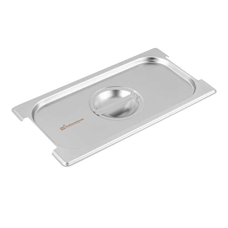 Restaurantware Restaurantware-LID ONLY: Met Lux 12.8 x 7 Inch Steam Table Pan Lid, 1 Hotel Pan Lid - Fits 1/3 Size Steam Table Pan, Table Pan Sold Separately, Stainless Steel Steam Pan Cover, Built-In Handle  - Image 2