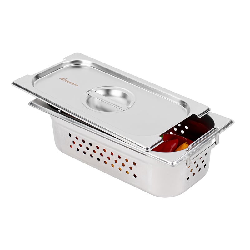 Restaurantware Restaurantware-LID ONLY: Met Lux 12.8 x 7 Inch Steam Table Pan Lid, 1 Hotel Pan Lid - Fits 1/3 Size Steam Table Pan, Table Pan Sold Separately, Stainless Steel Steam Pan Cover, Built-In Handle  - Image 1