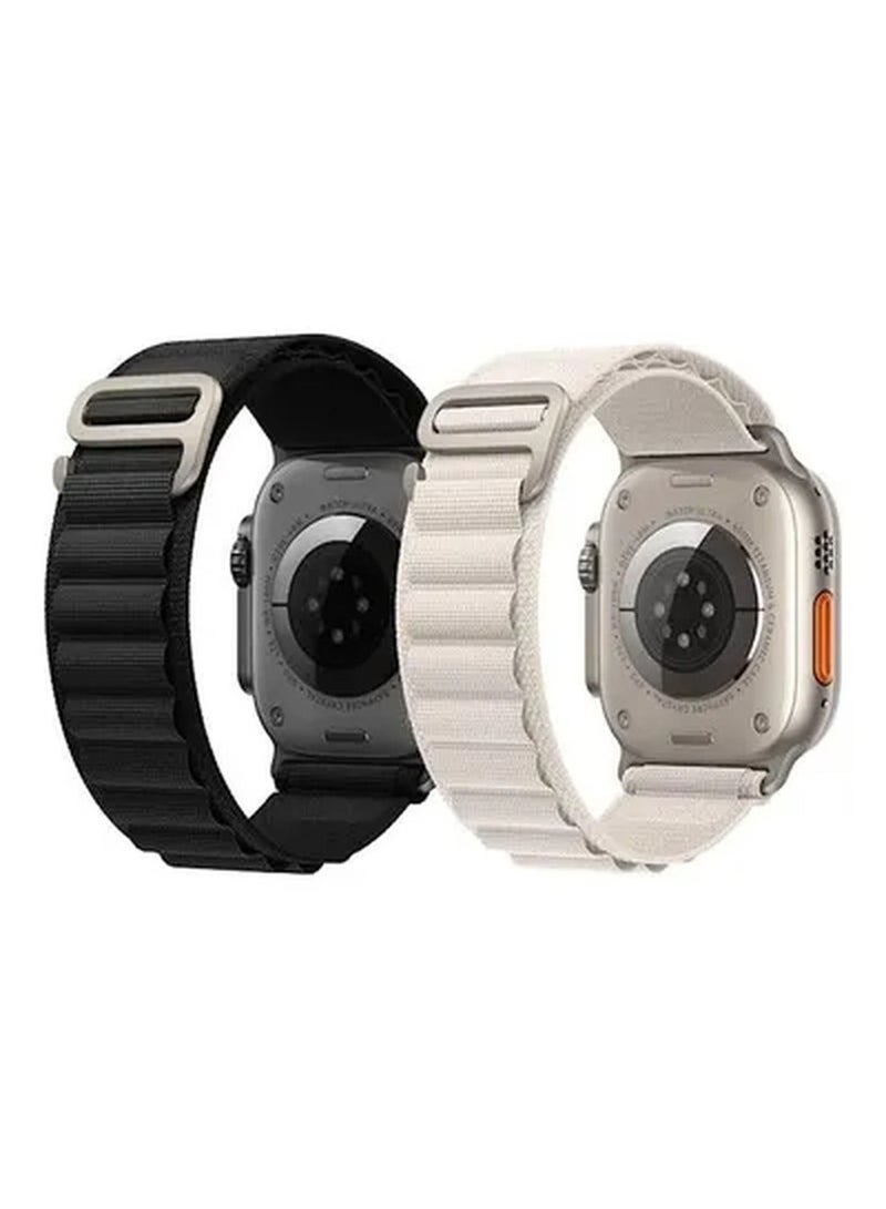 vesus 2Pack for apple Watch Alpine Loop Band 49mm/45mm/44mm Nylon Woven Sport Strap Compatible with iwatch series 8/Ultra/7/SE/6/5/4/3/2/1 Black/White - Image 1