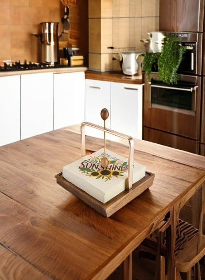 ALLCENER Wood Napkin Holder for Table, Square Tabletop Napkin Dispenser with Sophisticatedly Metal Center Bar, Cocktail Napkin Holder for Home, Kitchen, Office, Restaurant, Hotel, Cafe, Bar - Image 5