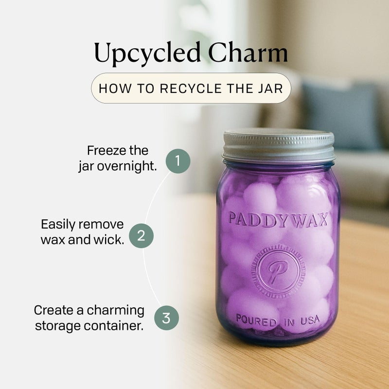 Paddywax شموع باتيواكس المعطرة مجموعة رليش شمعة مصنوعة من شمع الصويا في جرة زجاجية مع غطاء، 9.5 أونصة، لافندر + زعتر - Image 5