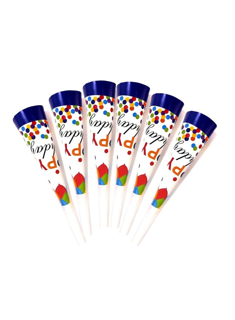MARKQ Happy Birthday Party Blowers [6 Pack] Blue Whistle Blowout Horns For Adults, Kids Birthday Party Supplies, Noisemakers - Image 1
