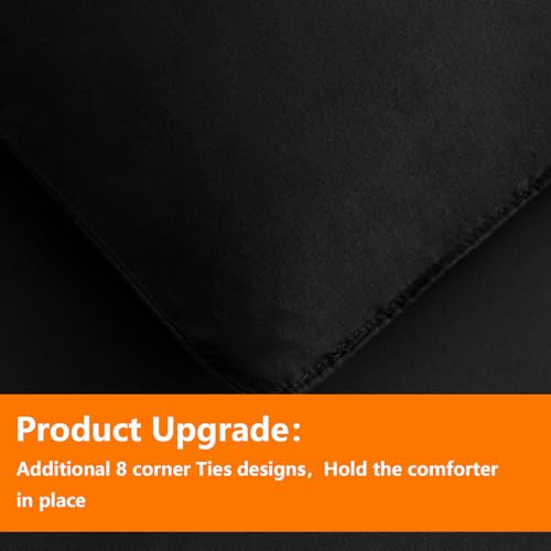 TAIMIT Black Full Size Comforter Set - 7 Pieces, Bed in a Bag Bedding Sets with All Season Soft Quilted Warm Fluffy Reversible Comforter,Flat Sheet,Fitted Sheet,2 Pillow Shams,2 Pillowcases - Image 5