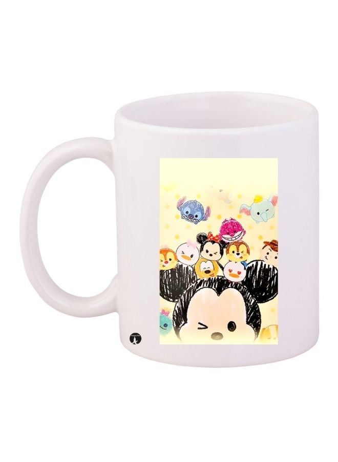 RYN Cartoon Printed Coffee Mug White/Beige/Black 11ounce