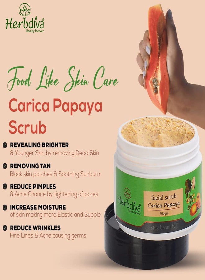 Herbdiva Carica Papaya Facial Scrub 500GM |Removes Tan, Blackheads and Dirt from Face & Neck for a Soft & Smooth Skin | For Women & Men with Papaya Extract & Vitamin A & C - Image 3