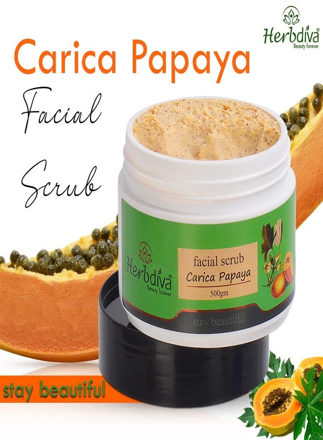 Herbdiva Carica Papaya Facial Scrub 500GM |Removes Tan, Blackheads and Dirt from Face & Neck for a Soft & Smooth Skin | For Women & Men with Papaya Extract & Vitamin A & C - Image 2