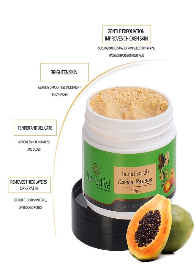 Herbdiva Carica Papaya Facial Scrub 500GM |Removes Tan, Blackheads and Dirt from Face & Neck for a Soft & Smooth Skin | For Women & Men with Papaya Extract & Vitamin A & C - Image 4