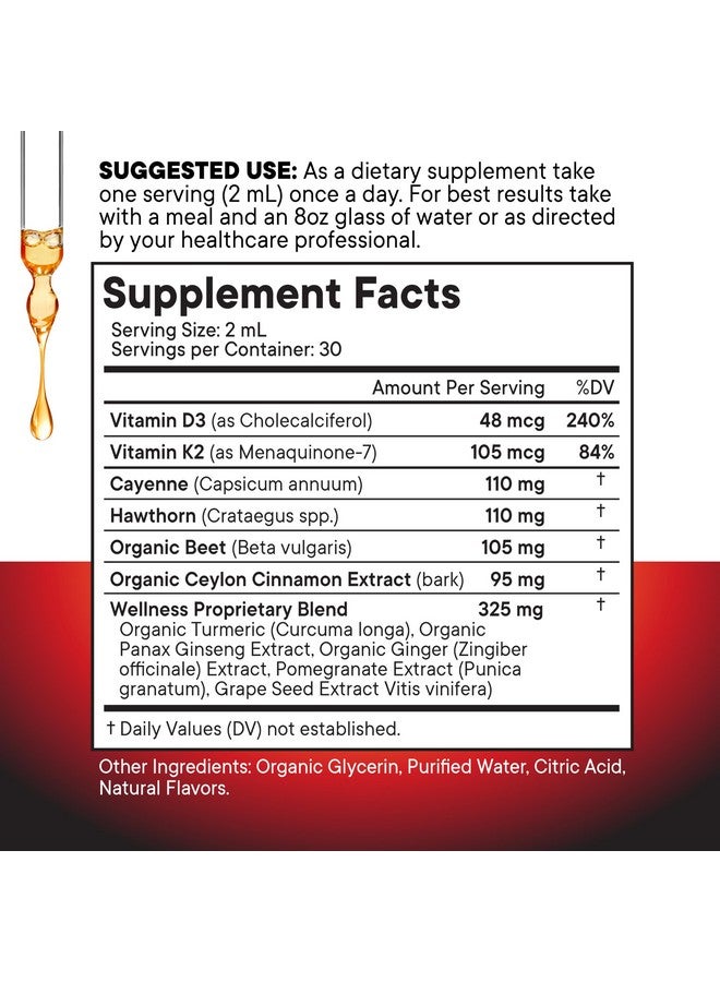 New Age Cayenne Pepper Supplement Liquid Drops + Hawthorn Berry, Vitamin D3 K2 Beet Root Powder, Ceylon Cinnamon, Turmeric Curcumin, Organic Panax Ginseng - 6oz - Image 3