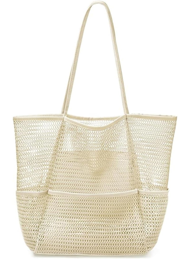 Bukela Large Mesh Beach Tote Bag for Women, Foldable & Lightweight with Mini Pocket, Sandproof - Image 1