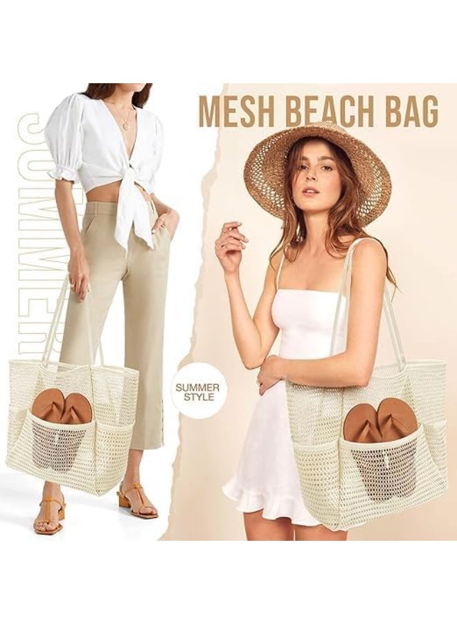Bukela Large Mesh Beach Tote Bag for Women, Foldable & Lightweight with Mini Pocket, Sandproof - Image 3