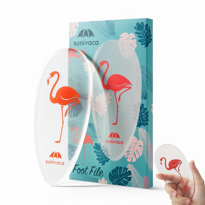 Glass Foot File Callus Remover for Feet Flamingo Gifts for Women Feet Scrubber Dead Skin Remover Professional Pedicure Tools at Home Heel Scraper for Cracked Heels Heavy Duty