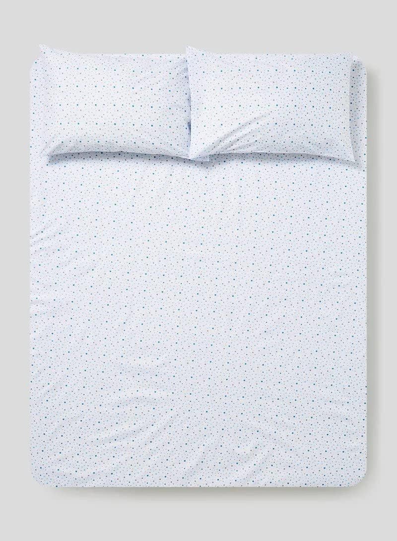 RISHAHOME 3-Piece Queen Size 180 TC Premium Collection Star Printed Bedsheet Set Includes 1xBedsheet, 2xPillow Cases 50x75 cm Cotton White 240x254cm - Image 1