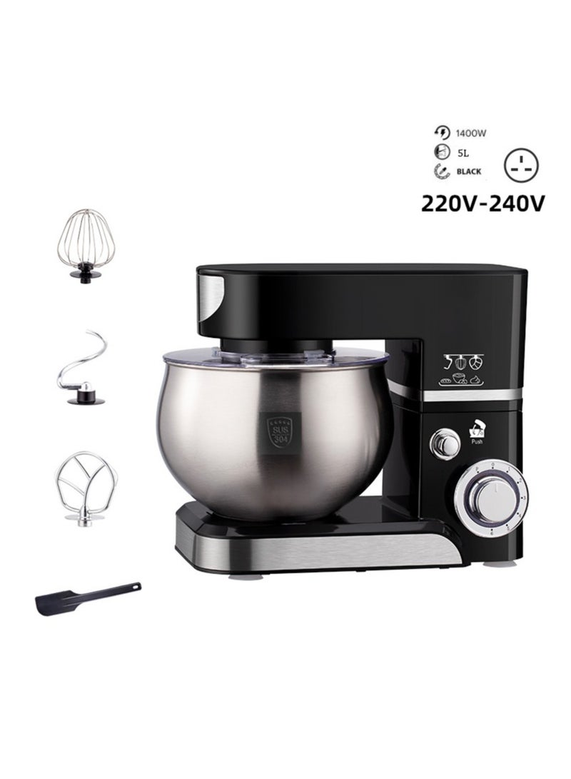 Arabest Kitchen Stand Mixer,5 L Small Electric Food Mixer,6 Speeds Portable Lightweight Kitchen Mixer for Daily Use with Egg Whisk,Dough Hook,Flat Beater (Black)  - Image 1