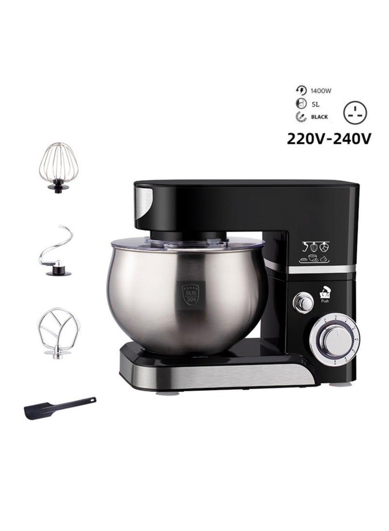 Arabest Kitchen Stand Mixer,5 L Small Electric Food Mixer,6 Speeds Portable Lightweight Kitchen Mixer for Daily Use with Egg Whisk,Dough Hook,Flat Beater (Black) - Image 1