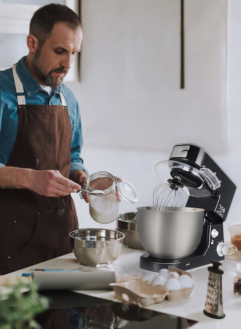 Arabest Kitchen Stand Mixer,5 L Small Electric Food Mixer,6 Speeds Portable Lightweight Kitchen Mixer for Daily Use with Egg Whisk,Dough Hook,Flat Beater (Black) - Image 5