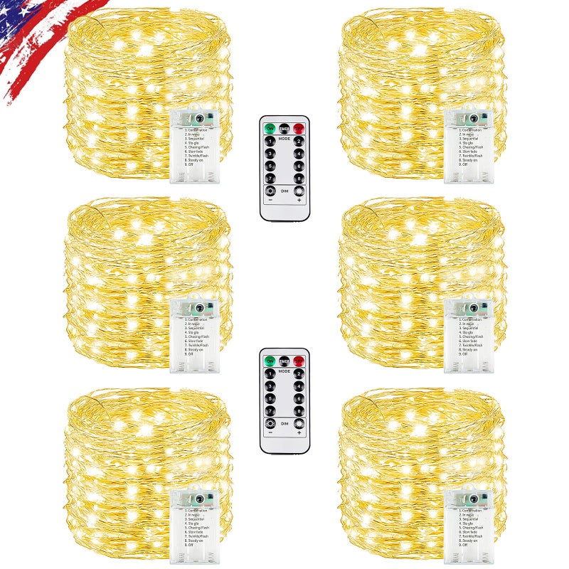 KAQ 6 Pack Total 120FT 360LED Fairy Lights Battery Operated with Rmote Waterproof Twinkle Lights with Timer Indoor Outdoor Cuttable String Light for Bedroom Classroom Wedding DIY Christmas Decor - Image 2