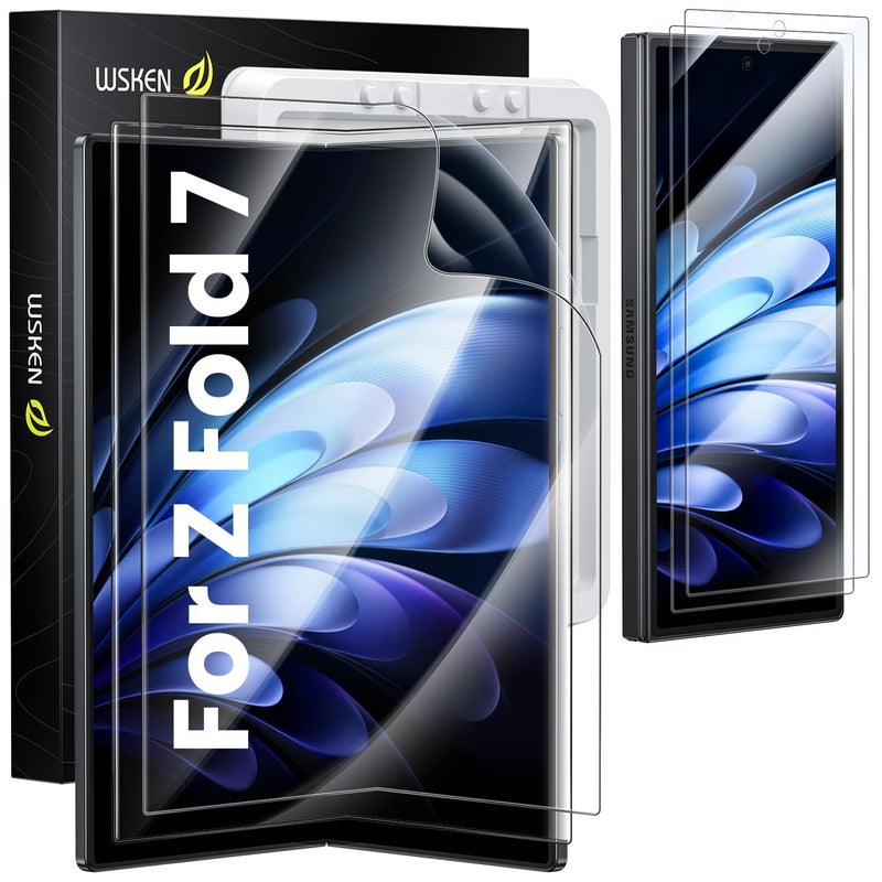 WSKEN for Samsung Galaxy Z Fold 7 Screen Protector - [Auto Align Frame] 2 Pack Inside TPU Film + 2 Pack Front 9H Tempered Glass, Zero Bubbles Easily Install No Creases for Z Fold 7 Accessories - Image 1