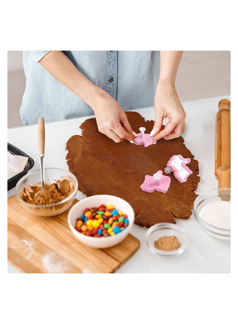 SYOSI Cat Shape Animal Plunger Cookie Cutters Set, 3pcs Cat Cookie Cutter Shapes Plastic Biscuit Cutter Set Animals Cookie Stamps Fondant Cake Decorating Tools - Image 2