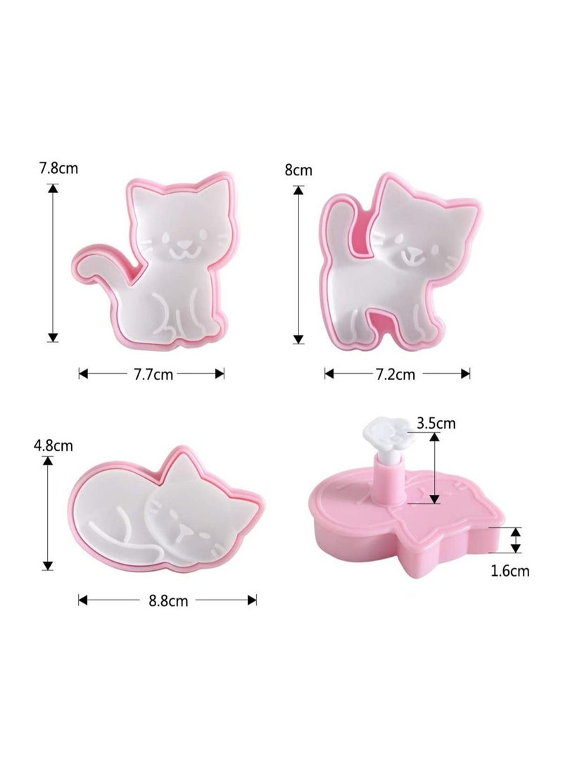 SYOSI Cat Shape Animal Plunger Cookie Cutters Set, 3pcs Cat Cookie Cutter Shapes Plastic Biscuit Cutter Set Animals Cookie Stamps Fondant Cake Decorating Tools - Image 5