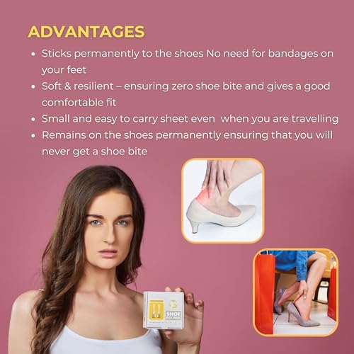 SlickFix Shoe Bite Protector Pads Self-Adhesive With 4-Pcs, back heel for protectors, Heel comfort pads, Suitable for Insole, Heel savers for shoes, Sneakers, Shoes Accessories for Men & Women. - Image 4