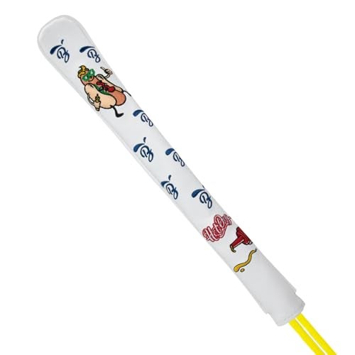 BAIRBRE Golf Alignment Stick Cover Hot Dog Design Premium Leather Golf Cover for Alignment Stick Holds 2 Sticks White - Image 1