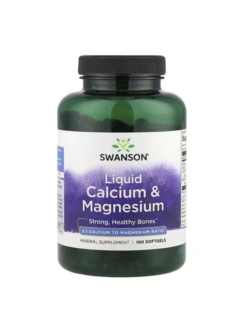 سوانسون كالسيوم ومغنيسيوم سائل ، 100 كبسولة هلامية