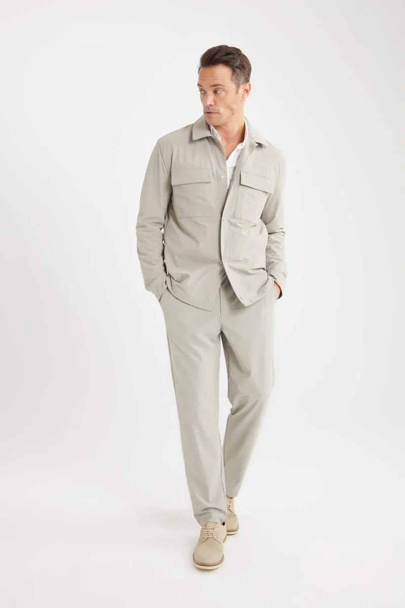 DeFacto Regular Fit Polo Collar Shirt Jacket