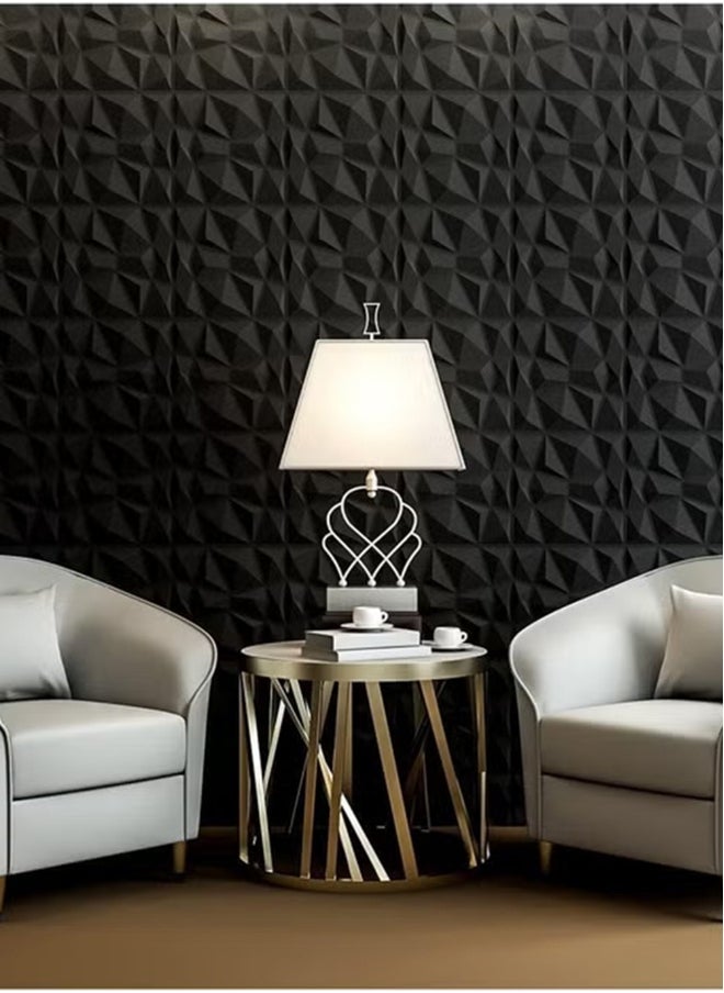 EzzySo - 12 Pcs 3D Wall Panel 3D Texture PVC Wallpaper Diamond Design Decorative Wall Cover For Living Room Lobby Bedroom Office Each 30x30cm - Image 1