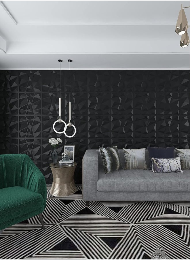 EzzySo - 12 Pcs 3D Wall Panel 3D Texture PVC Wallpaper Diamond Design Decorative Wall Cover For Living Room Lobby Bedroom Office Each 30x30cm - Image 1