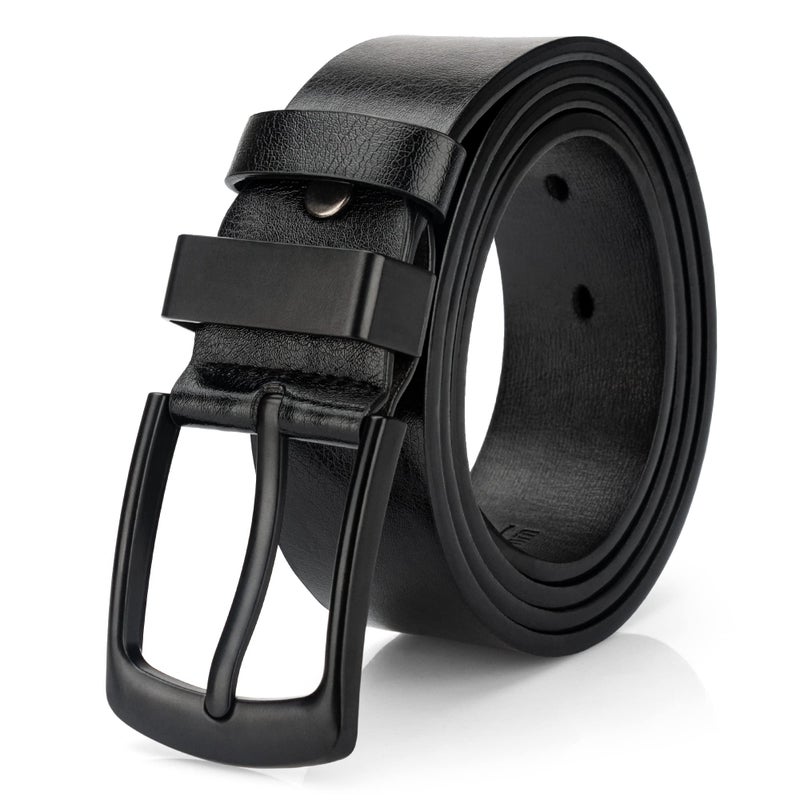 maikun Mens Casual Dress Belt, Black Belt Men PU Leather, Casual Wear Jeans Pants, Size M - Image 1